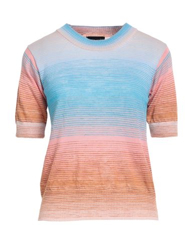 Roberto Collina Woman Sweater Azure Size M Cotton, Linen, Polyester In Blue