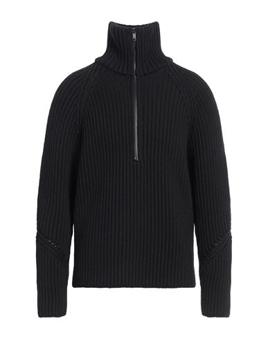 Zegna Half-zip Mock Neck Knit Sweater Black In Black