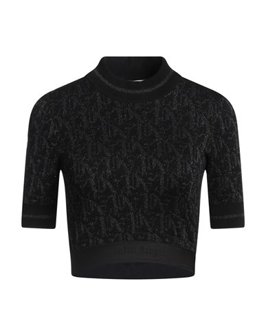Palm Angels Lurex Knit Top With Monogram Tops Black In Black