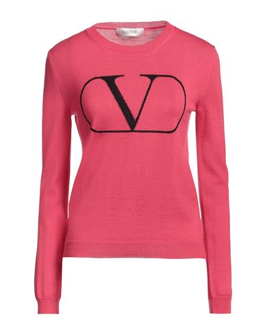 Valentino Long Sleeve Crew-neck Sweater In Magenta