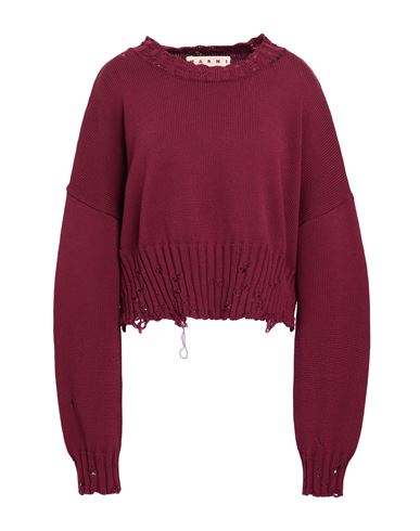 Marni Woman Sweater Burgundy Size 8 Cotton In Red