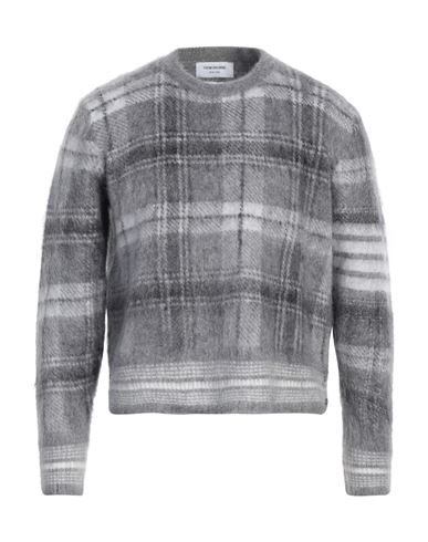 THOM BROWNE THOM BROWNE MAN SWEATER GREY SIZE 2 MOHAIR WOOL, POLYAMIDE, WOOL 