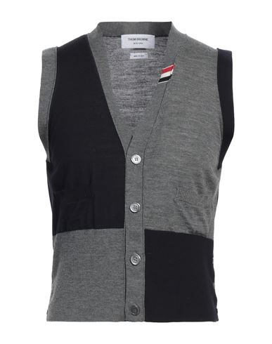 Thom Browne Man Cardigan Midnight Blue Size 3 Virgin Wool, Polyamide In Blue
