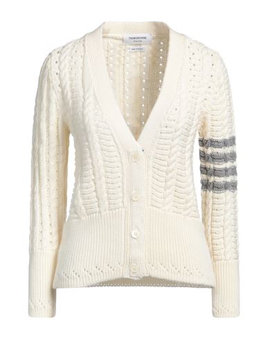 Thom Browne Woman Cardigan Cream Size 8 Merino Wool In White