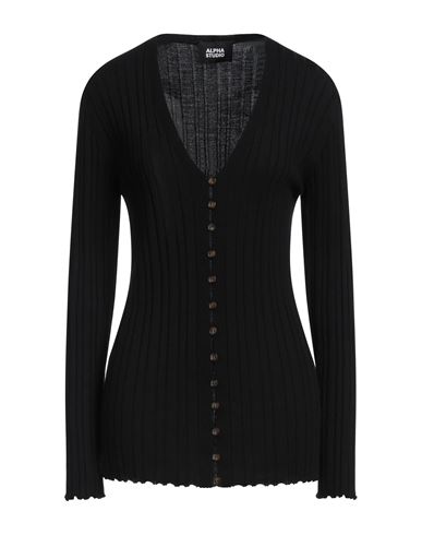 Alpha Studio Woman Cardigan Black Size 10 Merino Wool In Black