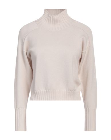 Alpha Studio Woman Turtleneck Beige Size 10 Merino Wool In Beige