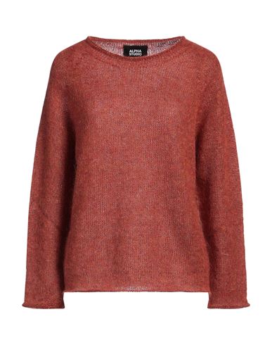 Alpha Studio Woman Sweater Rust Size 8 Mohair Wool, Polyamide In Red