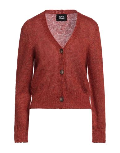 Alpha Studio Woman Cardigan Brick Size 10 Wool, Polyamide In Red