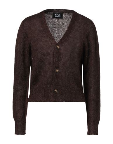 Alpha Studio Woman Cardigan Chocolate Brown Size 8 Wool, Polyamide In Brown