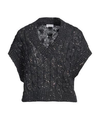 Brunello Cucinelli Woman Sweater Charcoal Size L Silk, Linen, Polyamide, Polyester In Grey