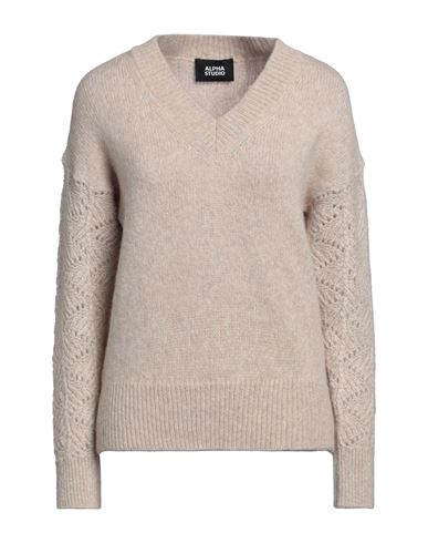 Alpha Studio Beige Wool Alpaca Sweater In Beige