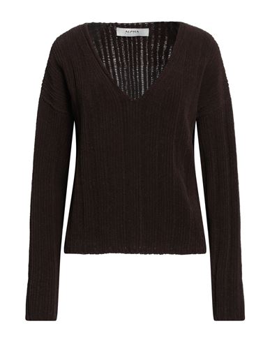 Alpha Studio Woman Sweater Dark Brown Size 10 Wool, Polyamide, Cotton In Brown