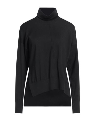 Alpha Studio Woman Turtleneck Black Size 10 Merino Wool In Black
