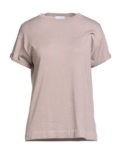 Brunello Cucinelli Cashmere Woman Sweater Blush Size Xxl Cashmere, Silk, Polyamide, Metallic Polyest In Pink