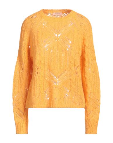 Twinset Woman Sweater Marigold Size M Mohair Wool, Alpaca Wool, Polyamide In Yellow