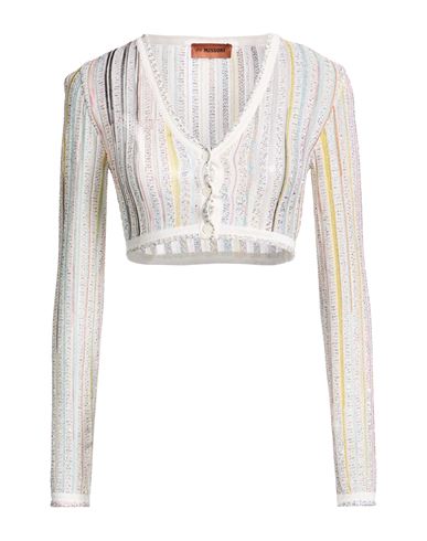 Missoni Woman Cardigan White Size 2 Viscose, Polyamide, Polyester, Cupro In Multi