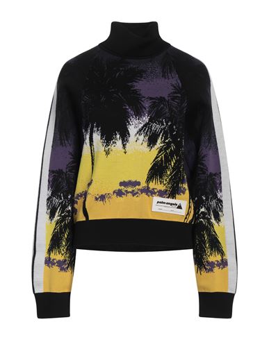 PALM ANGELS PALM ANGELS WOMAN TURTLENECK BLACK SIZE M VIRGIN WOOL, POLYAMIDE, ELASTANE, PVC - POLYVINYL CHLORIDE 