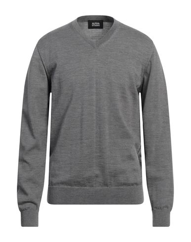Alpha Studio Man Sweater Light Grey Size 46 Merino Wool In Grey