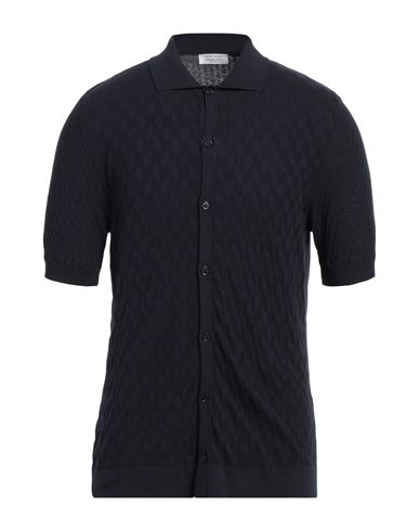 Heritage Man Cardigan Midnight Blue Size 44 Cotton In Blue