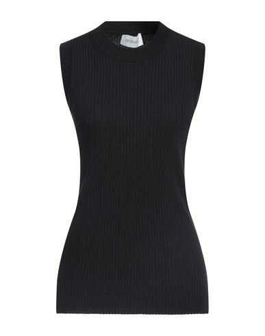 Sportmax Ribbed Knit Top With Crew Neckline In Black