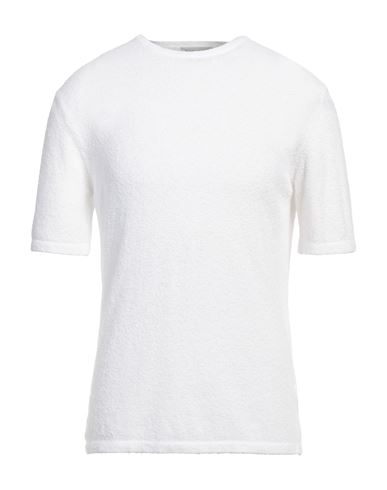 Rossopuro Man Sweater White Size 8 Cotton, Polyamide In White