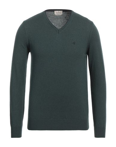 Brooksfield Man Sweater Dark Green Size 38 Virgin Wool In Green