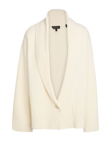 Armani Exchange Woman Cardigan Ivory Size L Wool, Polyamide In White