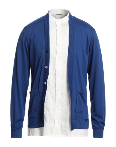 GREY DANIELE ALESSANDRINI GREY DANIELE ALESSANDRINI MAN CARDIGAN BRIGHT BLUE SIZE L POLYESTER, VISCOSE, ELASTANE, LINEN 