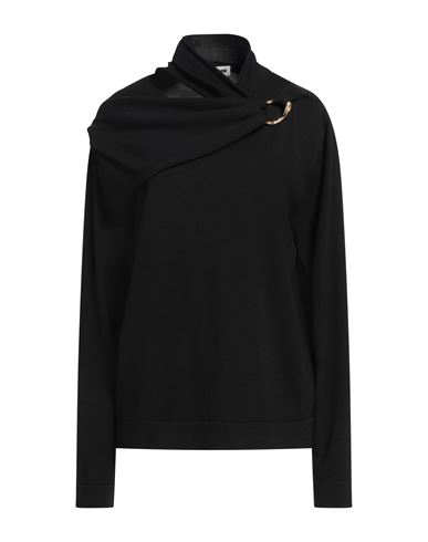 Jil Sander Wool Knit Long Sleeve Top W/ Ring Detail In Black