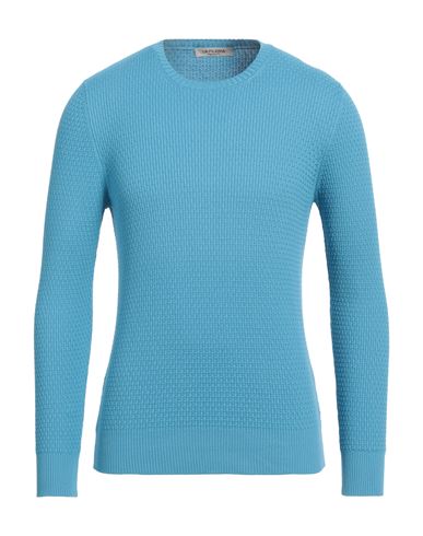 La Fileria Man Sweater Azure Size 48 Cotton In Blue