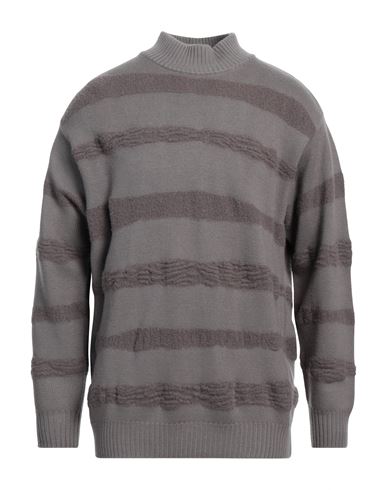Zanieri Man Turtleneck Taupe Size 42 Virgin Wool, Polyamide In Grey