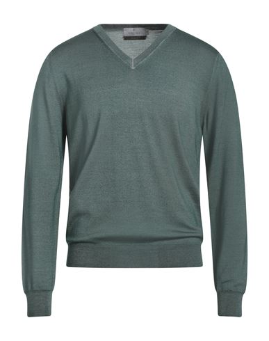 Canali Man Sweater Dark Green Size 36 Wool, Silk In Green
