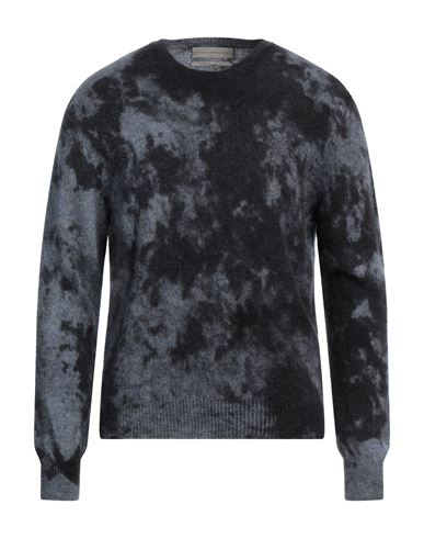 Original Vintage Style Man Sweater Slate Blue Size M Baby Alpaca Wool, Polyamide, Wool In Blue