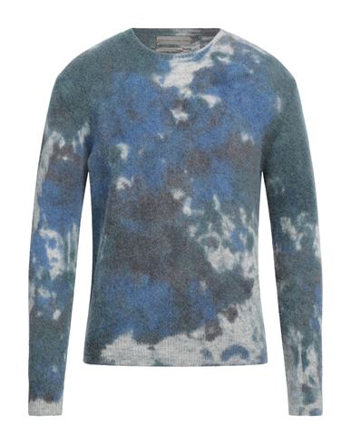 Original Vintage Style Man Sweater Slate Blue Size Xxl Baby Alpaca Wool, Polyamide, Wool In Blue