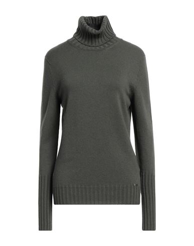 Shop Kiton Woman Turtleneck Military Green Size 6 Cashmere