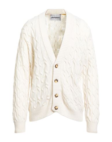 Amaranto Man Cardigan Cream Size M Wool, Cashmere