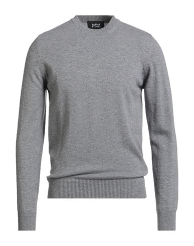 Alpha Studio Man Sweater Grey Size 38 Geelong Wool In Gray