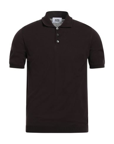 Shop Alpha Studio Man Sweater Dark Brown Size 40 Cotton