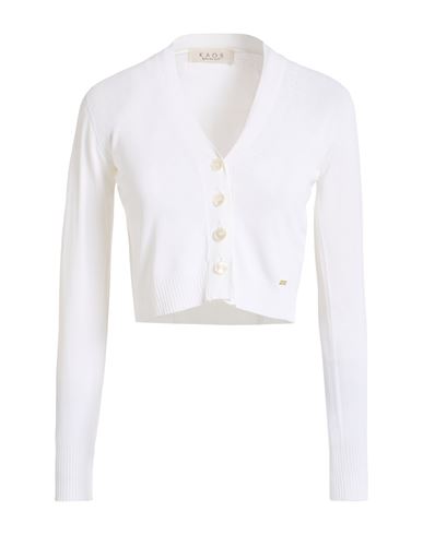 Kaos Day By Day Woman Cardigan White Size S Viscose, Polyamide In White
