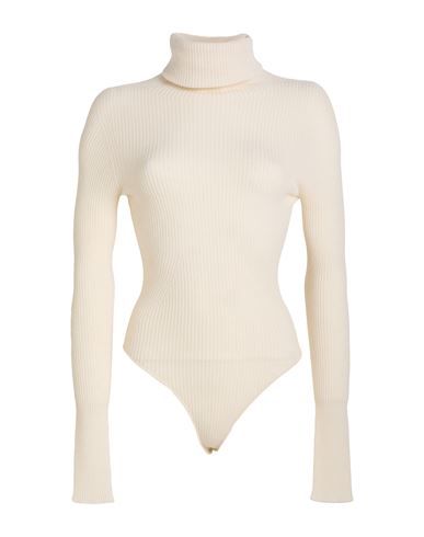 Laneus Woman Bodysuit Cream Size 2 Merino Wool, Cashmere, Lycra In White