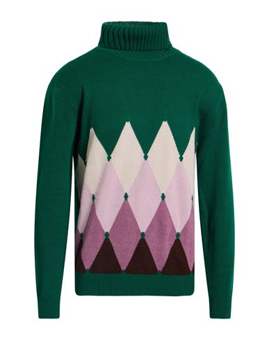 Ballantyne Of Peebles Man Turtleneck Emerald Green Size 46 Cashmere In Green