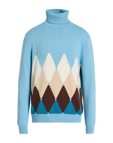 Ballantyne Of Peebles Man Turtleneck Light Blue Size 44 Cashmere In Blue