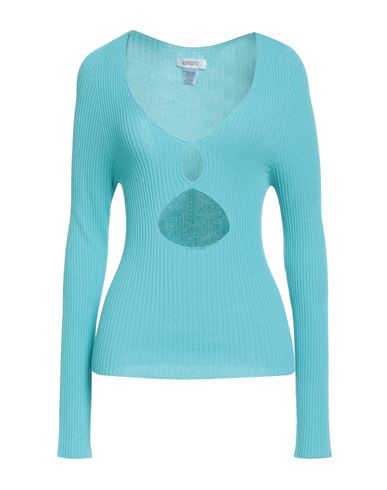 Kontatto Woman Sweater Turquoise Size Onesize Viscose, Pbt - Polybutylene Terephthalate In Blue