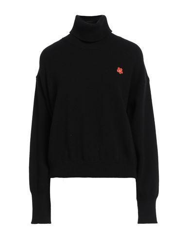 Kenzo Boke Flower Turtleneck Wool Sweater In Black
