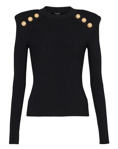 Knit Jumper With Button Details Woman Sweater Black Size 4 Other Fibres