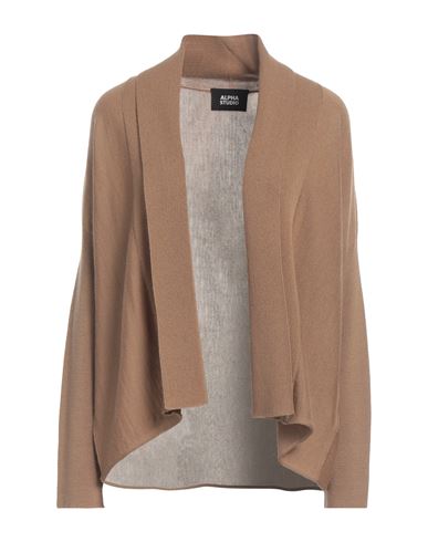 Alpha Studio Woman Cardigan Camel Size 6 Merino Wool