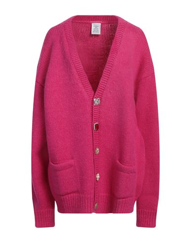 Shop Vetements Woman Cardigan Fuchsia Size L Baby Alpaca Wool, Polyamide, Merino Wool In Pink
