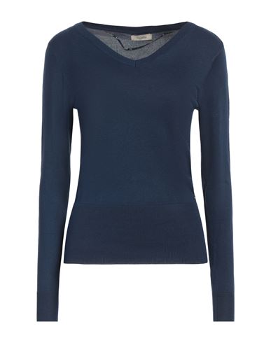 Fracomina Woman Sweater Navy Size S Viscose, Nylon In Navy