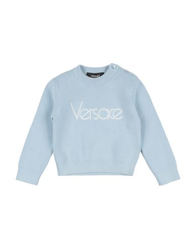 Versace Young Newborn Boy Sweater Sky Blue Size 3 Cotton, Viscose In Blue