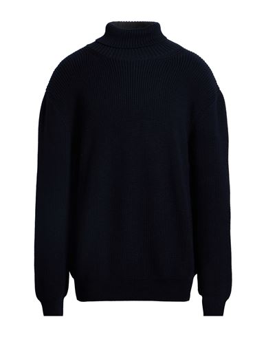 Cooperativa Pescatori Posillipo Man Turtleneck Midnight Blue Size Xxl Merino Wool, Acrylic In Black